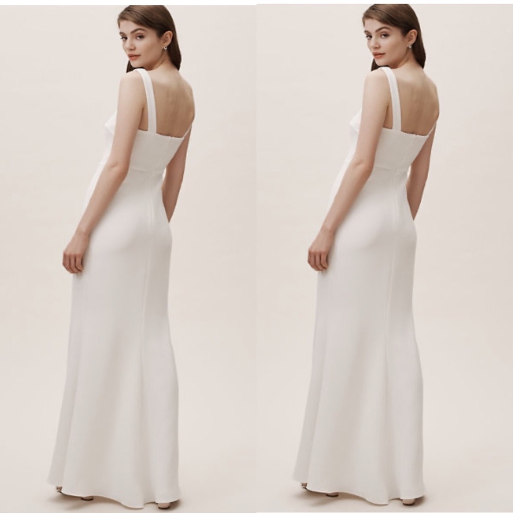 BHLDN Adena dress Ivory, square neck bridal classic minimalist - Picture 2 of 6